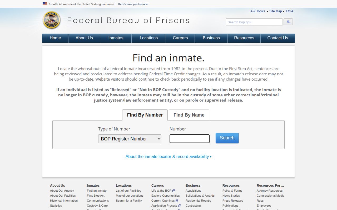 MCFP Springfield released inmate BOP locator