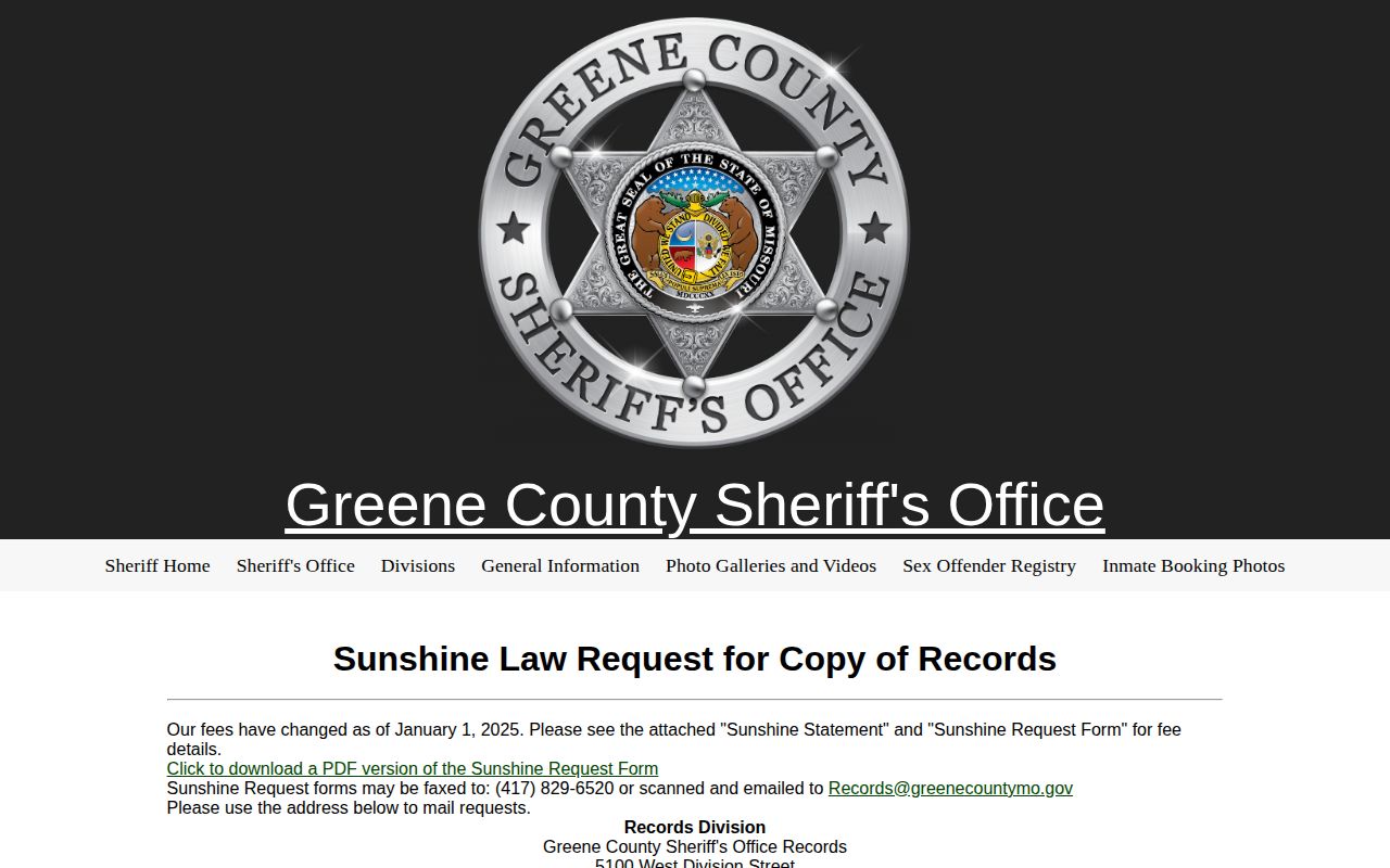 Greene County released inmate mugshot request through Sheriff records
